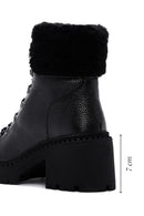 Women's Black Short Heeled Leather Boots | Derimod