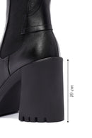 Women's Black Thick Heeled Leather Chelsea Boots | Derimod