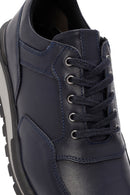 Erkek Lacivert Bağcıklı Deri Casual Sneaker | Derimod