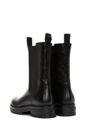 Women's Black Leather Zippered Chelsea Boots | Derimod