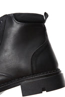 Men's Black Leather Zippered Casual Boots | Derimod