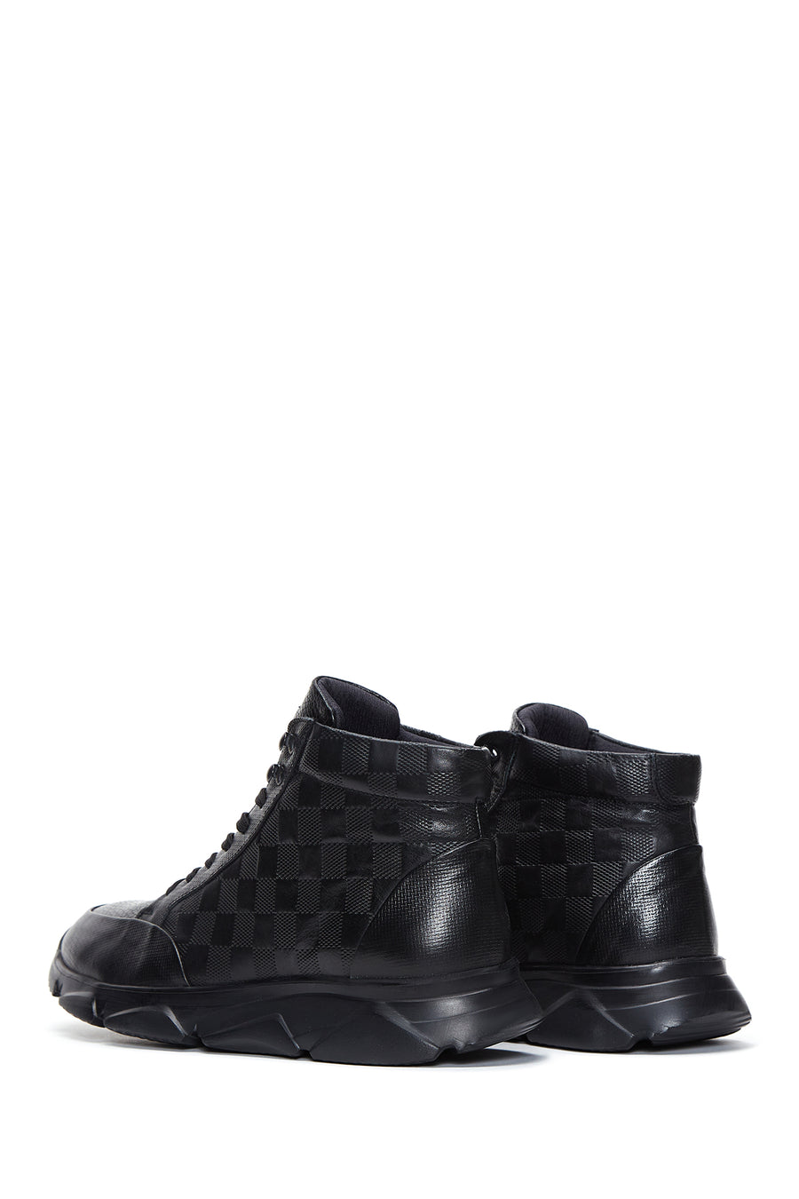 Men's Black Leather Ankle Sneaker Boots