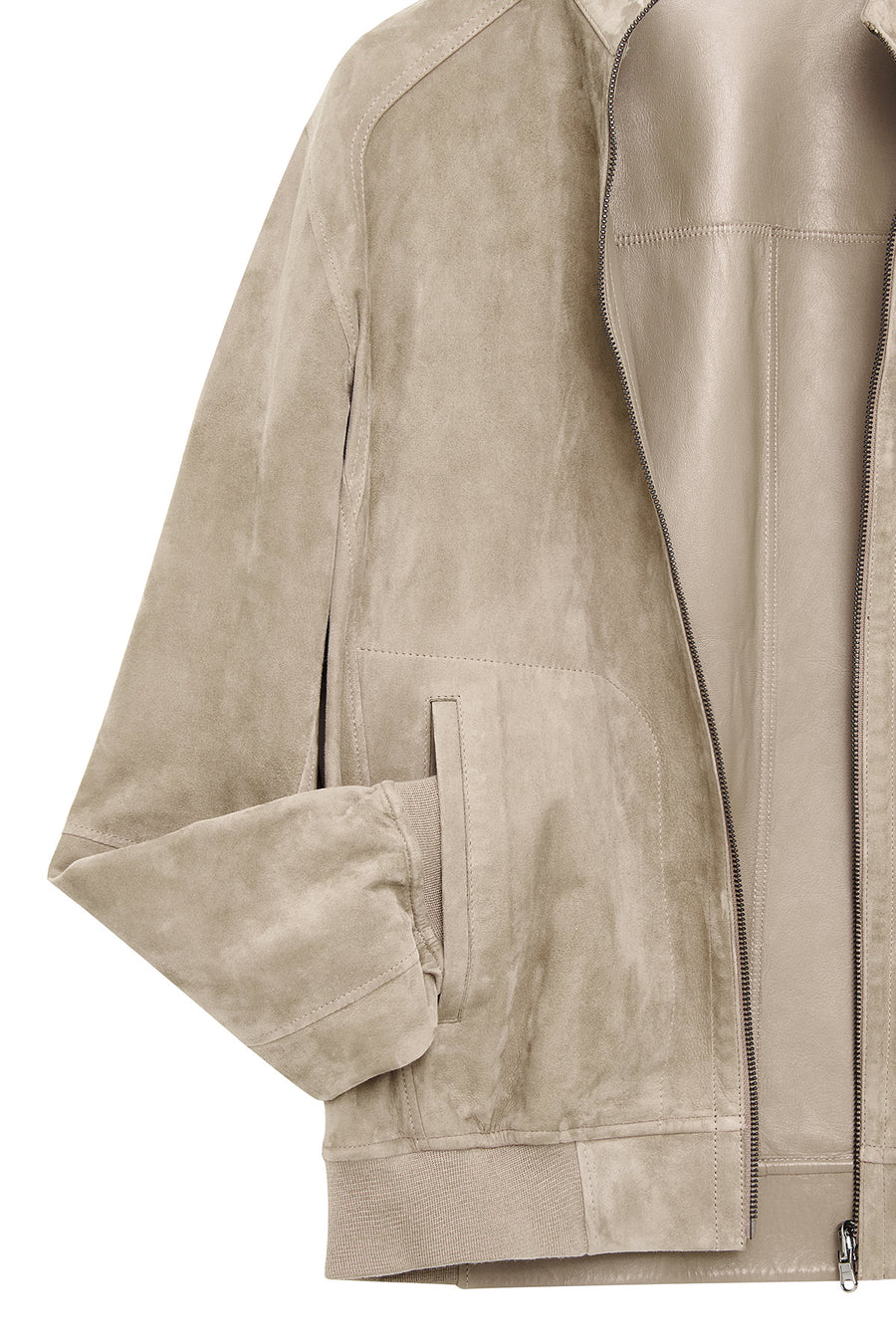 Suarez Men's Beige Mandarin Collar Suede Leather Jacket