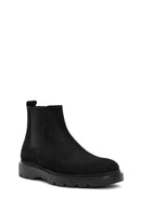 Men's Black Nubuck Leather Casual Chelsea Boots | Derimod