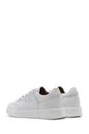 Men's White Lace-up Thick-Sole Leather Sneaker | Derimod