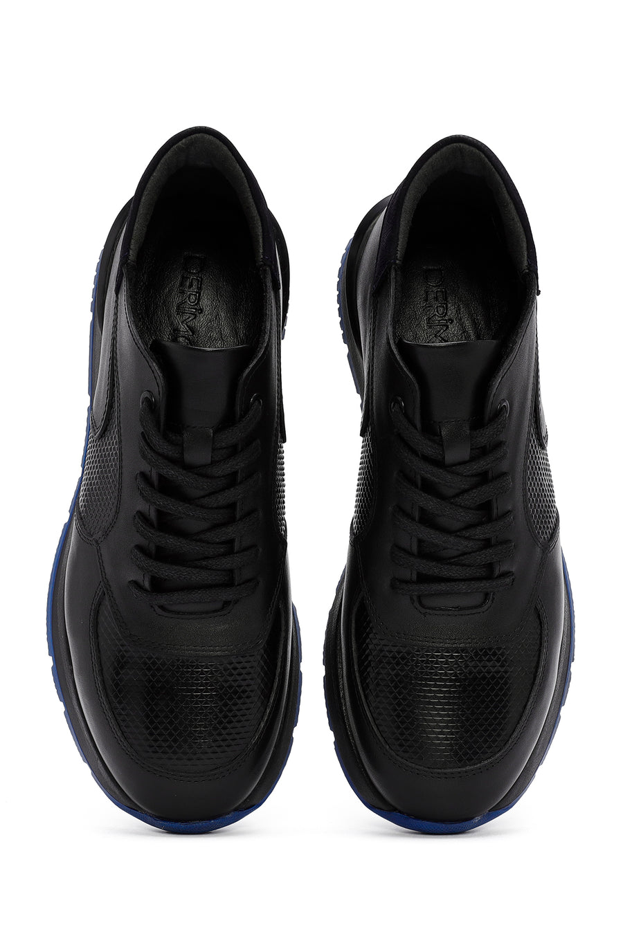 Erkek Siyah Bağcıklı Deri Casual Sneaker
