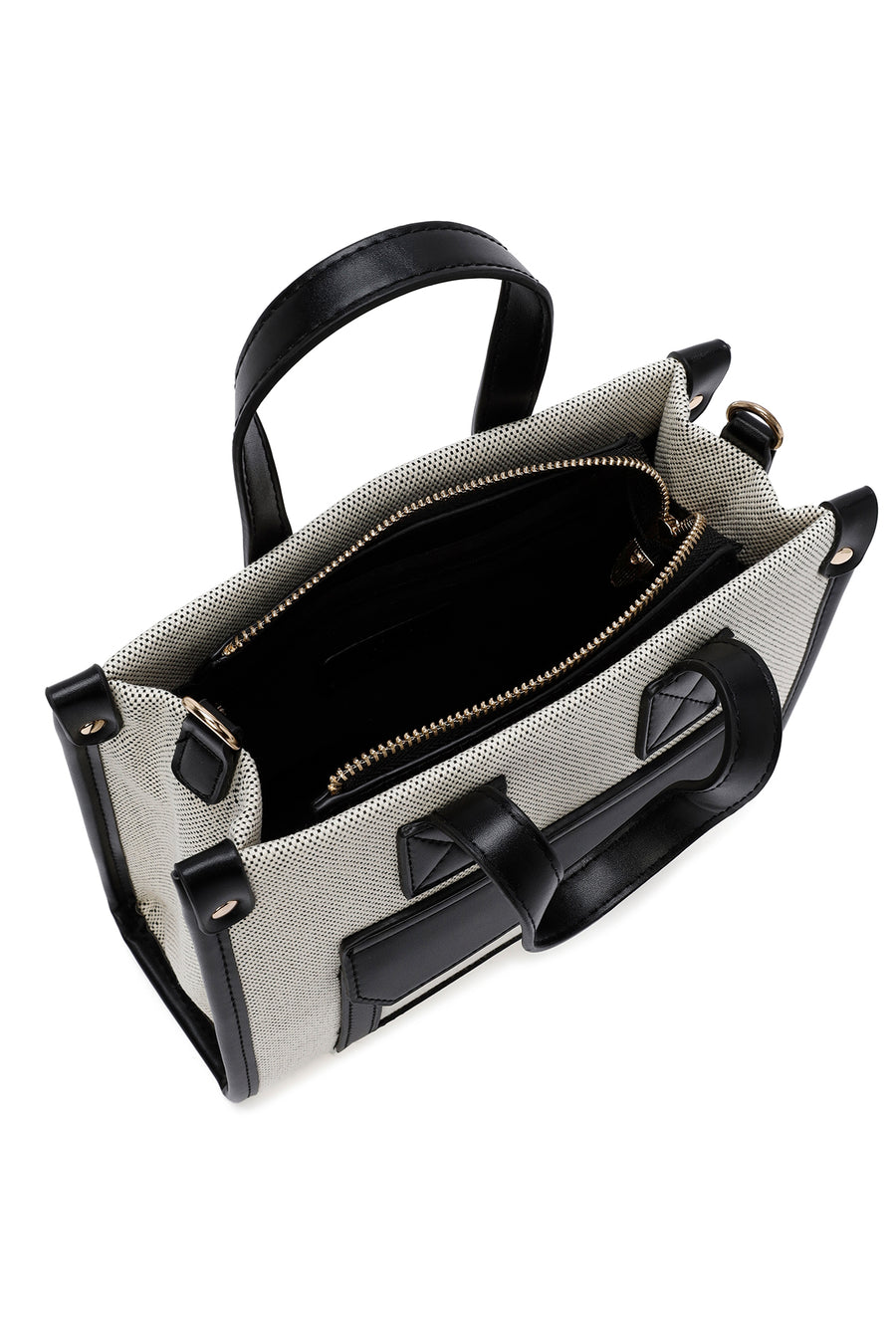 Women's Black Long Strap Fabric Handbag