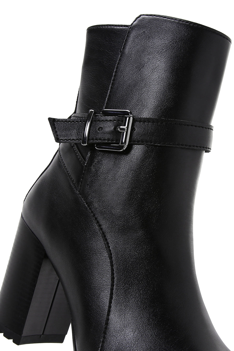 Women's Black Buckle Heeled Boots