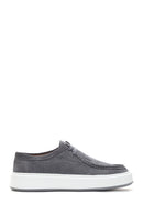 Men's Gray Suede Leather Casual Sneaker | Derimod