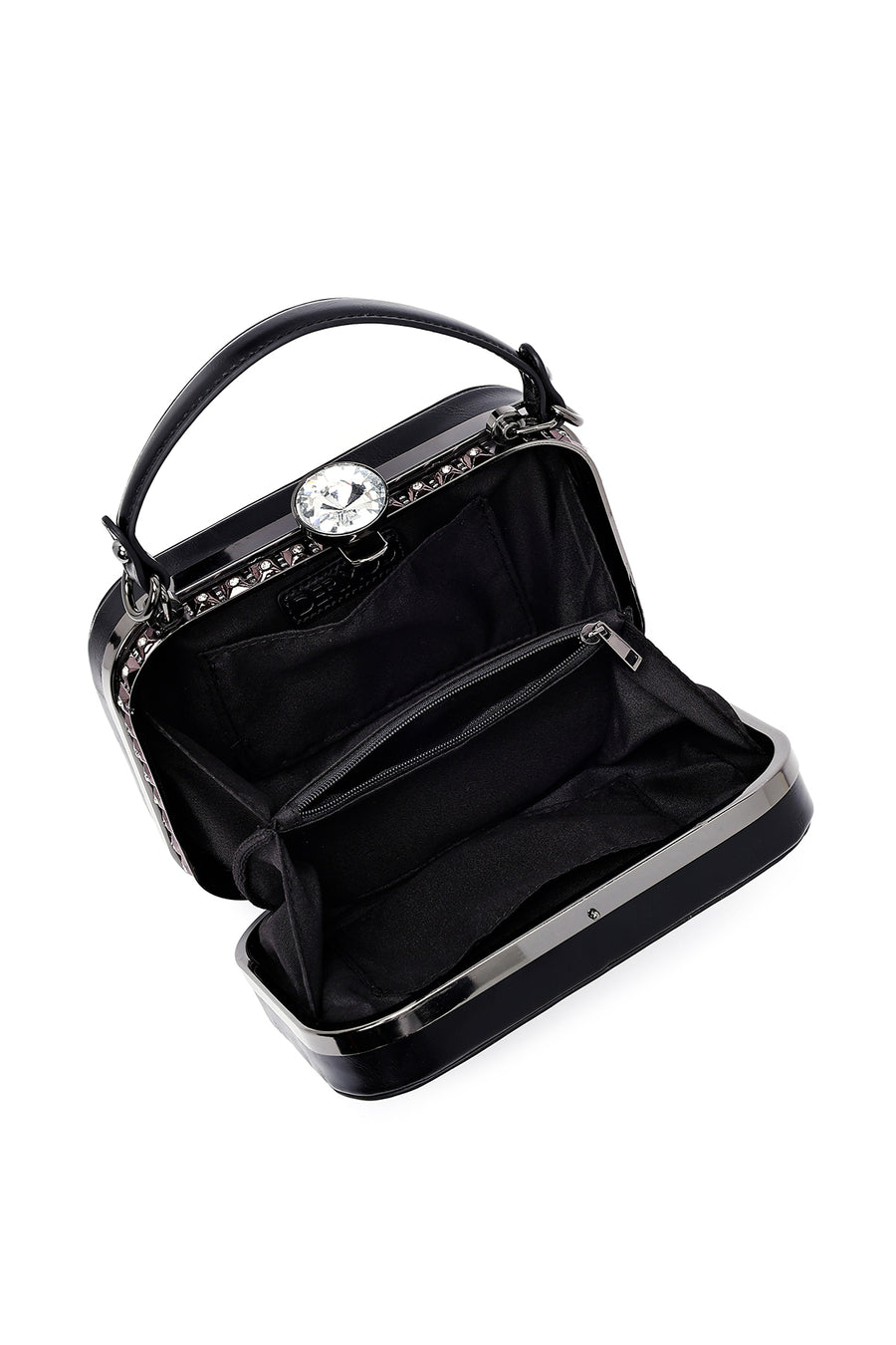 Women's Black Long Strap Stone Bag