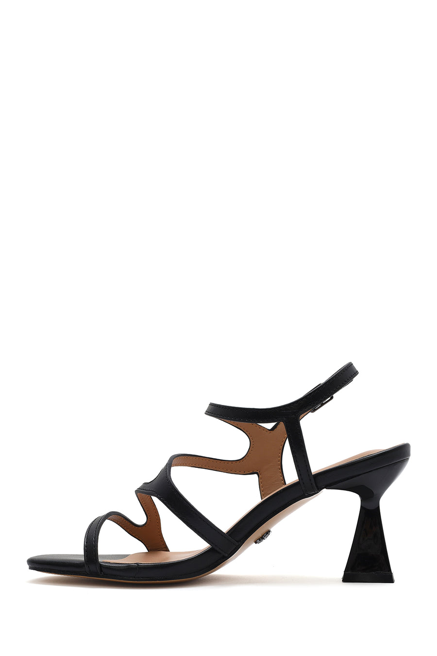 Women's Black Back Tie Thin Heel Sandals