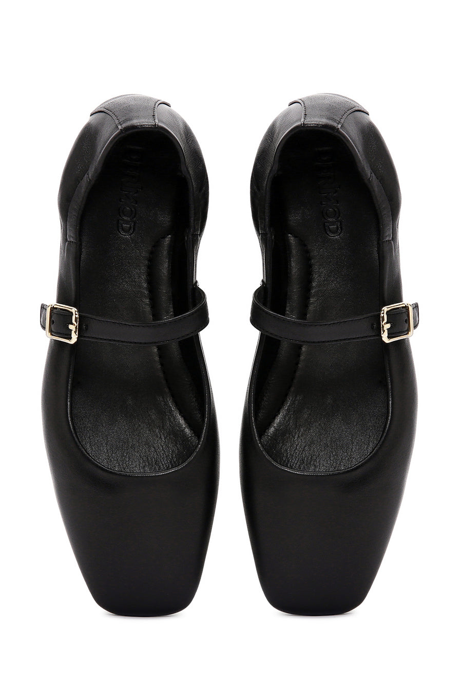 Women's Black Banded Leather Ballerinas