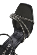 Women's Black Ankle Strap Stone Thin Heel Sandals | Derimod