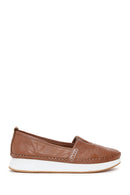 Women's Tan Thick Soled Leather Comfort Loafer | Derimod