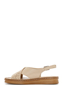 Women's Beige Ankle Strap Leather Sandals | Derimod