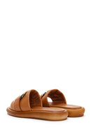 Women's Tan Leather Comfort Slippers | Derimod