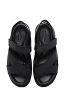 Men's Black Nubuck Leather Sandals | Derimod