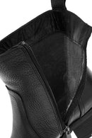 Women's Black Zippered Leather Boots | Derimod