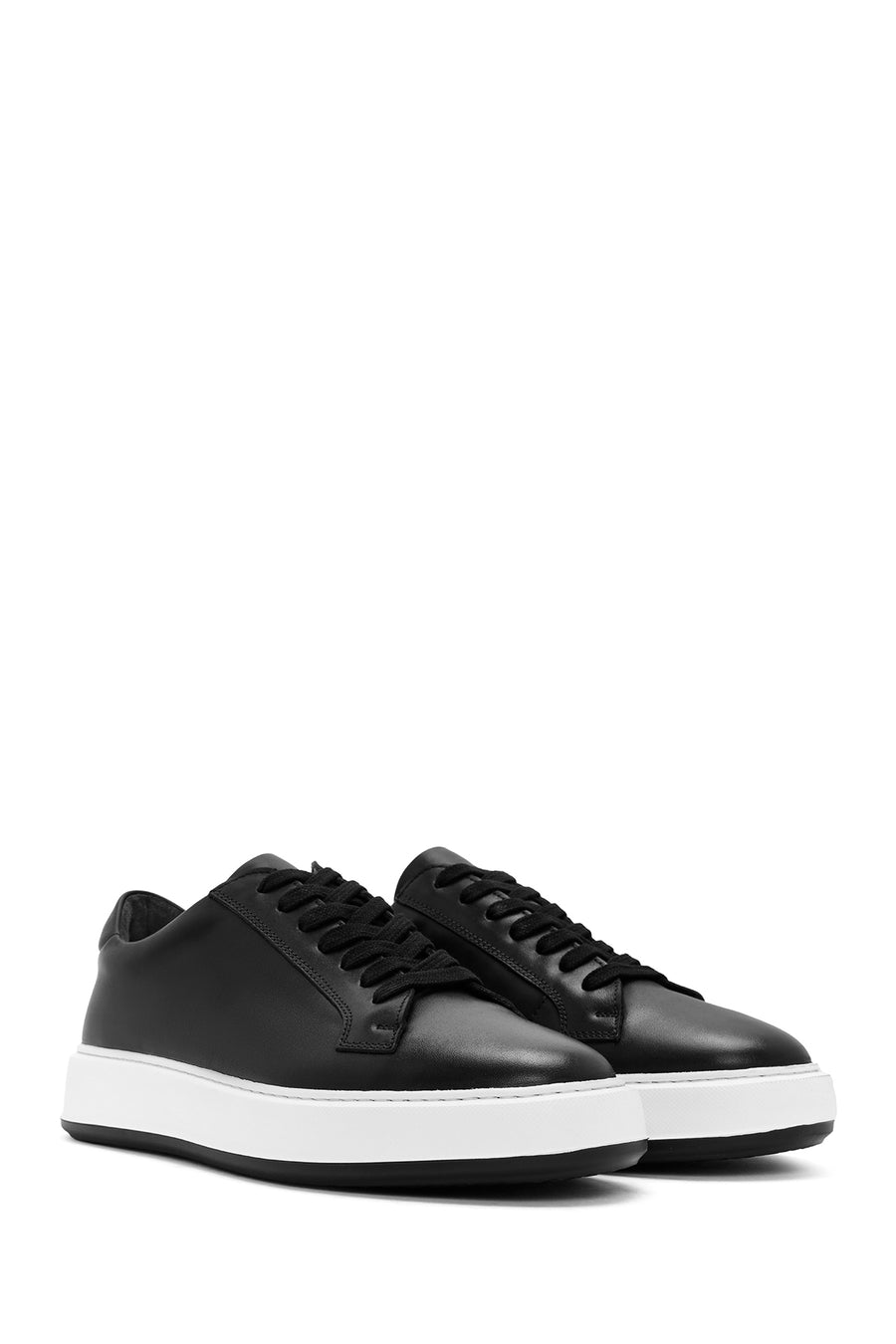 Men's Black Lace-up Leather Sneaker