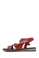 Women's Red Ankle Strap Leather Bodrum Sandals | Derimod