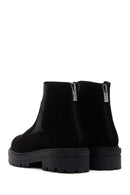 Women's Black Zippered Suede Leather Chelsea Boots | Derimod