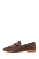 Women's Mink Buckled Suede Leather Masculine Loafer | Derimod