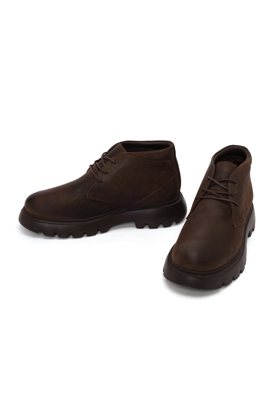 Male Brown Lace-up Nubuck Leather Casual Boots