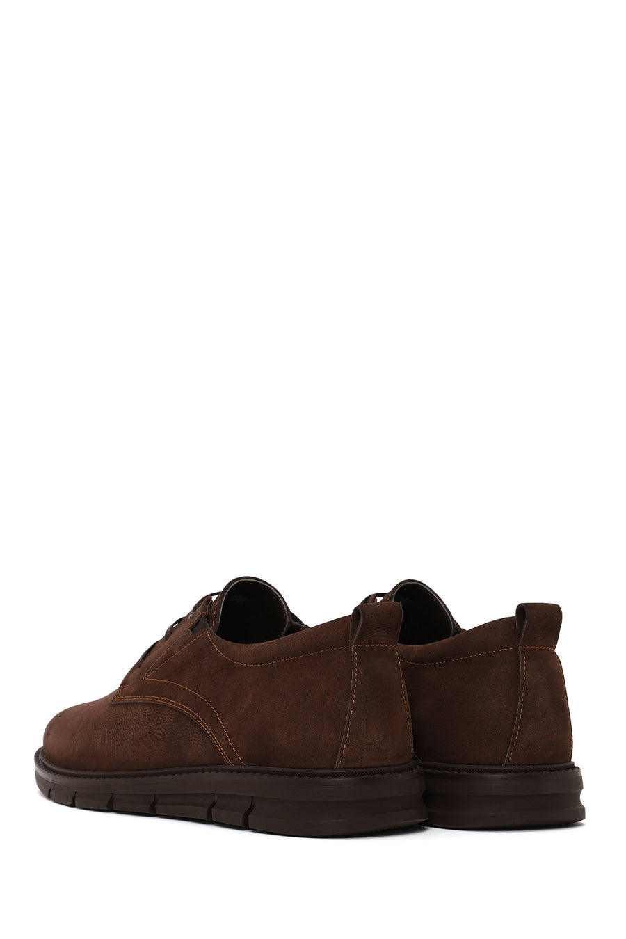 Male Brown Lace-up Nubuck Leather Casual Shoes