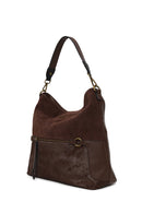 Woman Brown Long-Strap Suede Shoulder Bag | Derimod