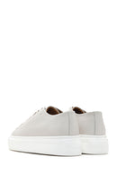 Men's White Lace-up Thick-Sole Leather Sneaker | Derimod