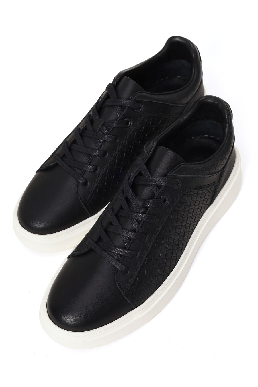Male Black Lace-Up Leather Sneaker