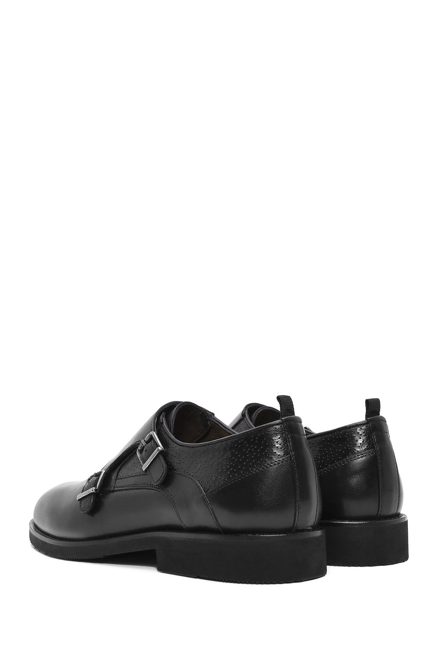 
Men's Black Double Buckle Leather Classic Shoe
