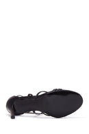Women's Black Leather Heeled Sandals | Derimod