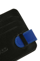 Men's Black Blue Leather Card Holder | Derimod