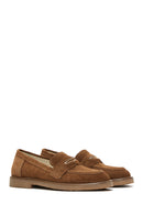 Women's Tan Suede Leather Loafer | Derimod