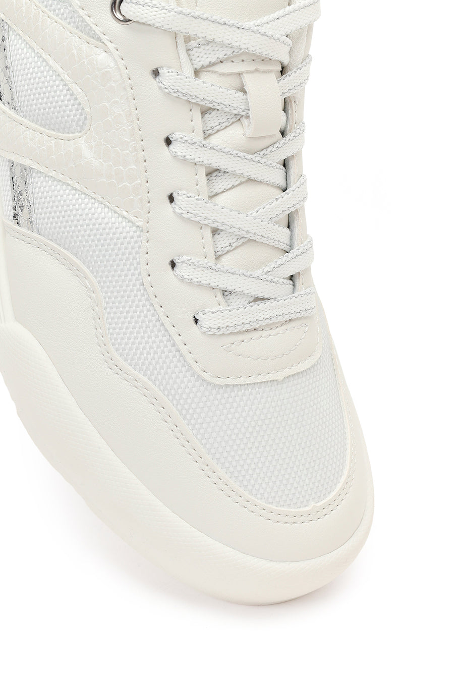 Women's White Lace-Up Sneaker