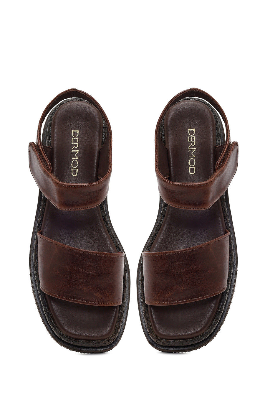 Women's Brown Chunky Leather Sandals
