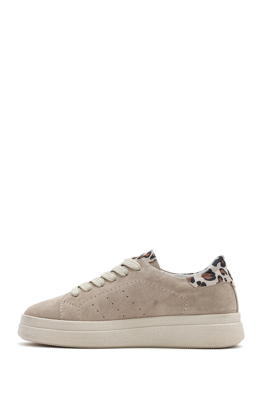 Kadın Bej Bağcıklı Süet Deri Sneaker