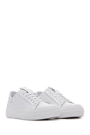 Women's White Lace-Up Leather Sneaker | Derimod