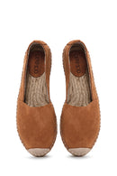 Women's Tan Suede Leather Espadrille | Derimod