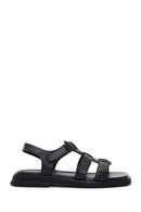 Women's Black Ankle Strap Leather Comfort Sandals | Derimod