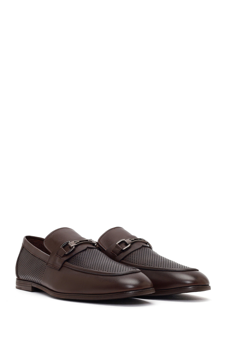 Men's Brown Buckle Leather Casual Loafer