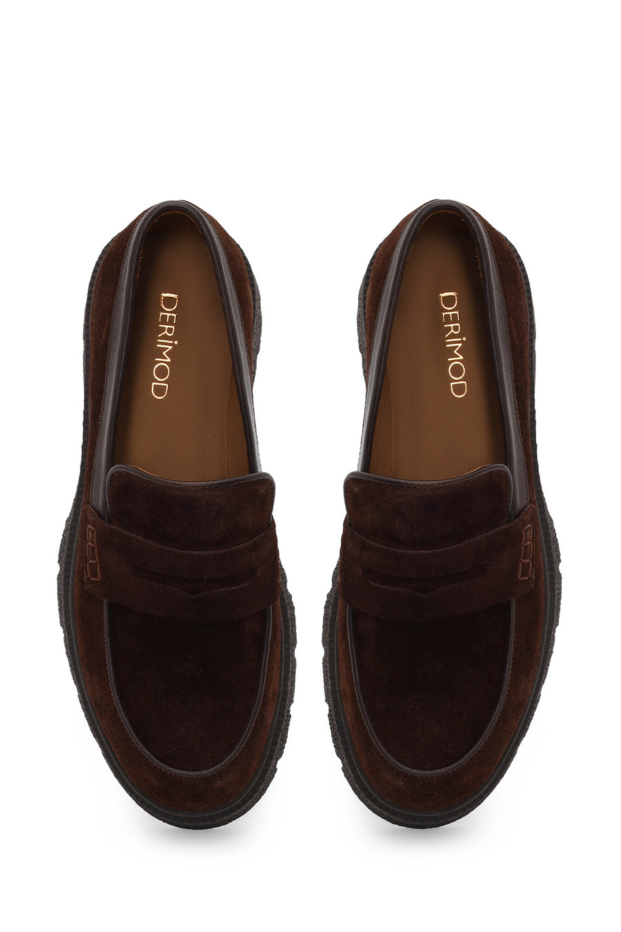 Woman Brown Thick-Soled Suede Masculine Loafer