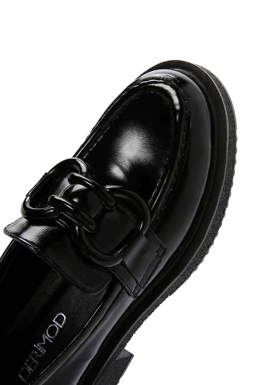 Kadın Siyah Deri Rugan Maskülen Loafer