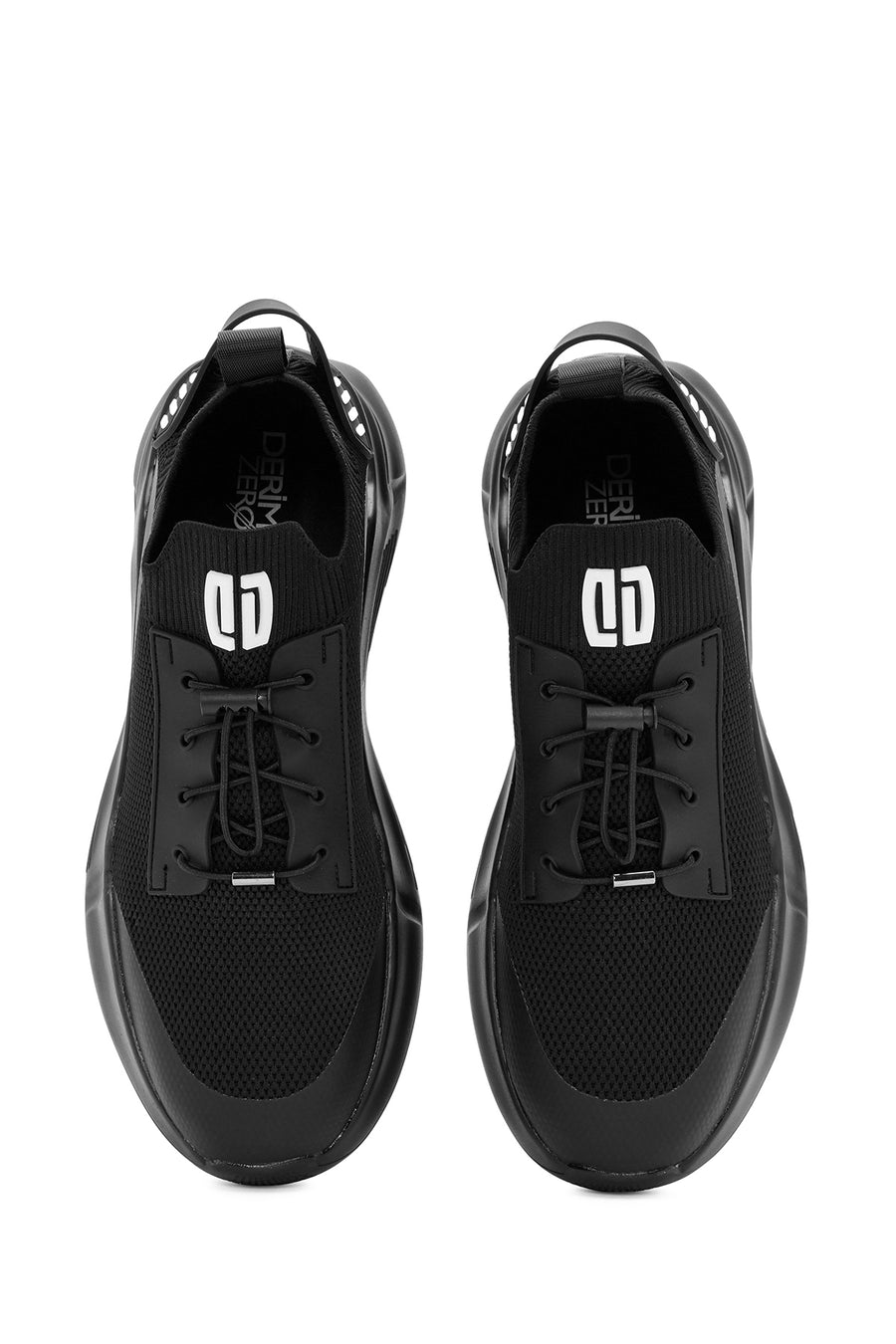 Men's Black Lace-Up Fabric Sneakers