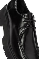 Women's Black Lace-Up Leather Masculine Shoes | Derimod