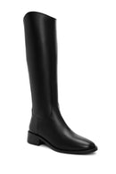 Women's Black Zippered Leather Boots | Derimod