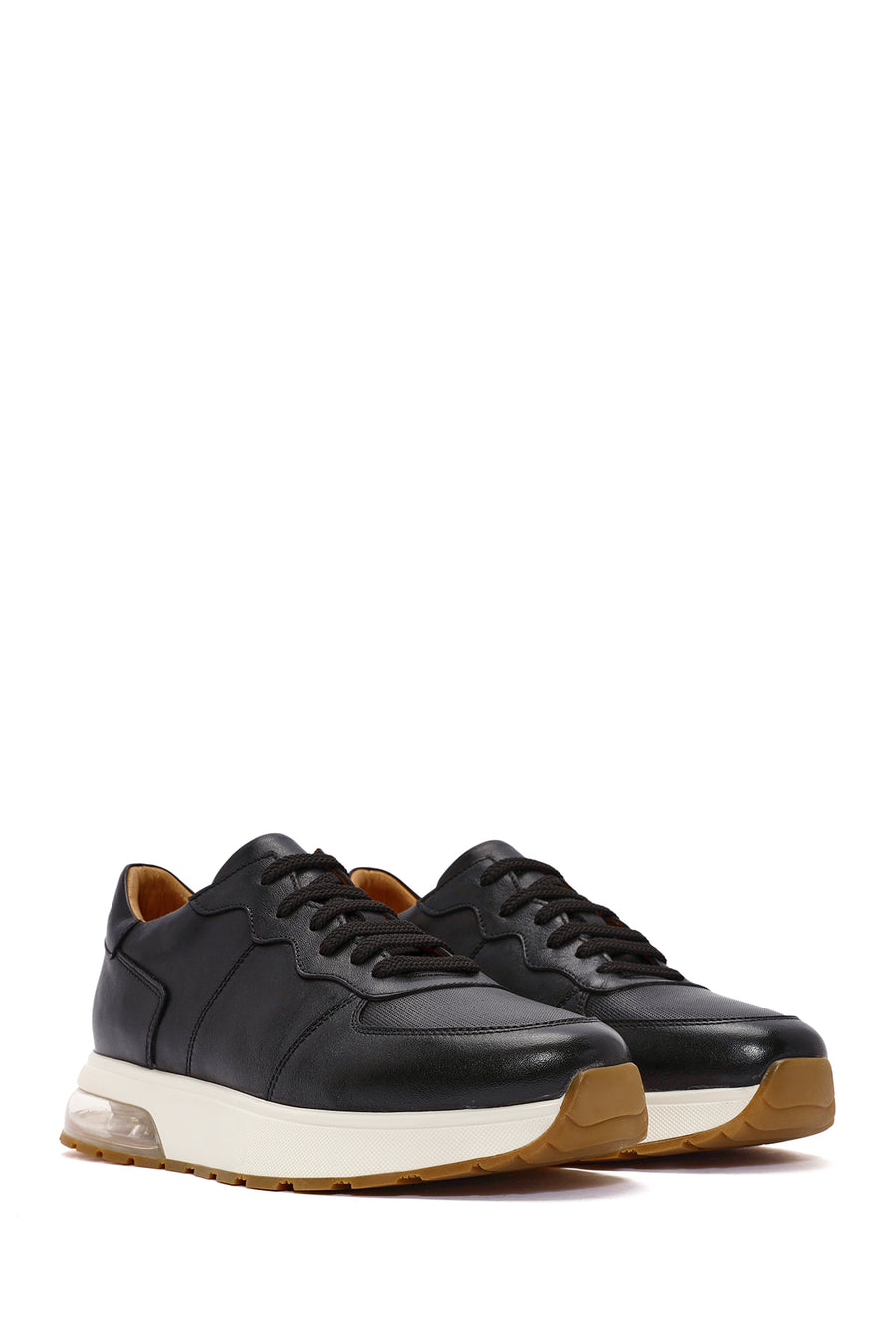 Men's Black Lace-up Leather Sneaker