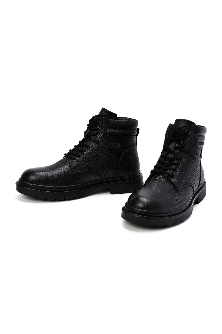 Men's Black Lace-Up Leather Casual Boots
