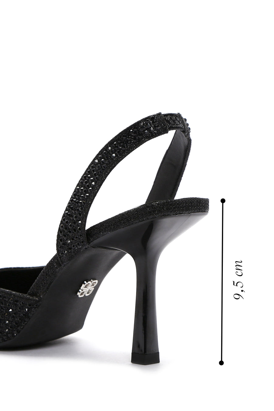 Women's Black Stone Open-Back Heeled Shoes